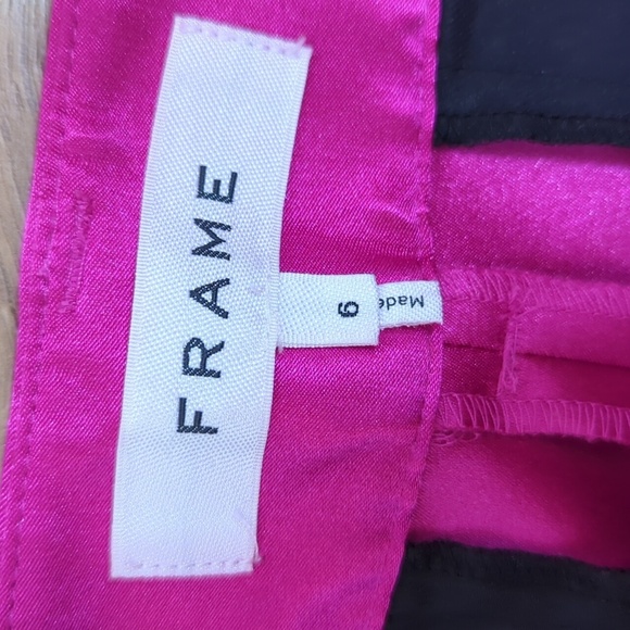 Frame Relaxed Straight Cargo High Waist in Magenta Satin Pockets sz 6 - Picture 5 of 13
